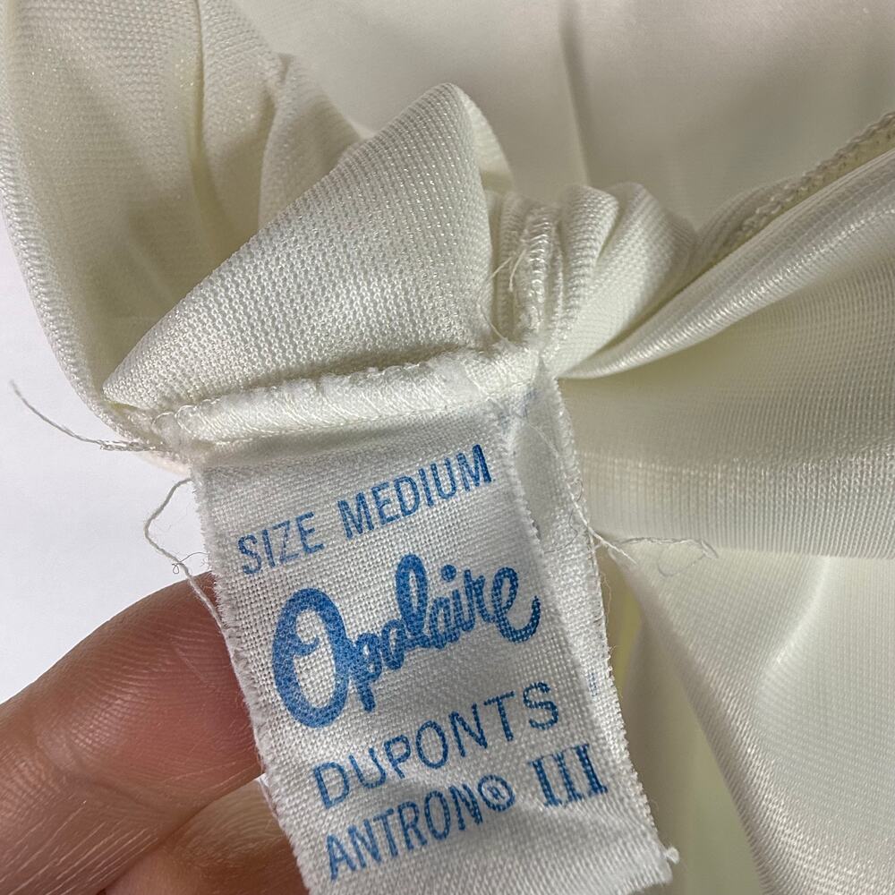 Vintage 70s Opalaire Dupon Antron III Long White Skirt Slip WIth Ruffle Hem M - Picture 5 of 6